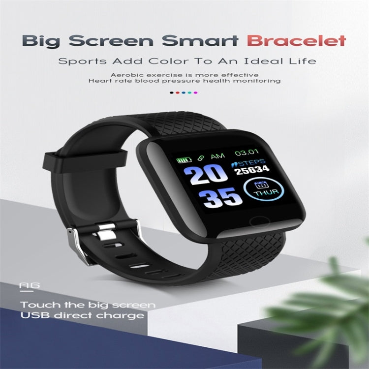 116plus 1.3 inch Color Screen Smart Bracelet IP67 Waterproof, Support Call Reminder/ Heart Rate Monitoring /Blood Pressure Monitoring/ Sleep Monitoring/Excessive Sitting Reminder/Blood Oxygen Monitoring(Black) - Smart Wear by buy2fix | Online Shopping UK | buy2fix