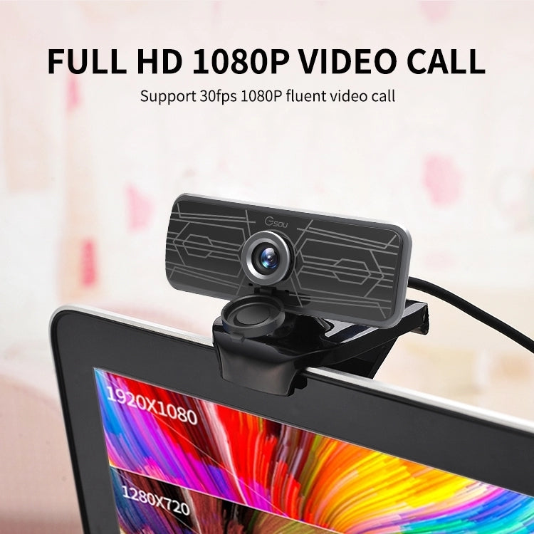 Gsou T16s 1080P HD Webcam with Cover Built-in Microphone for Online Classes Broadcast Conference Video - HD Camera by Gsou | Online Shopping UK | buy2fix