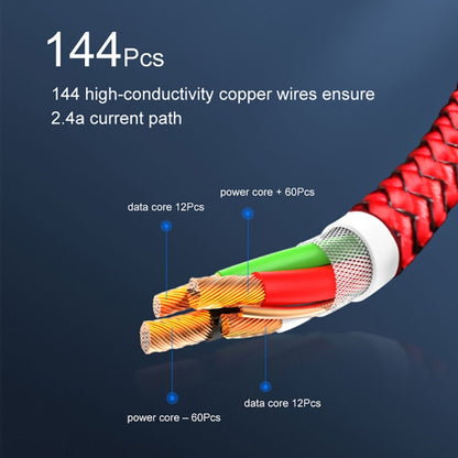 3 in 1 USB to 8 Pin + Type-C/USB-C + Micro USB Magnetic Metal Interface Nylon Braided Charging Cable, Length: 1m(Red) - Mobile Accessories by buy2fix | Online Shopping UK | buy2fix