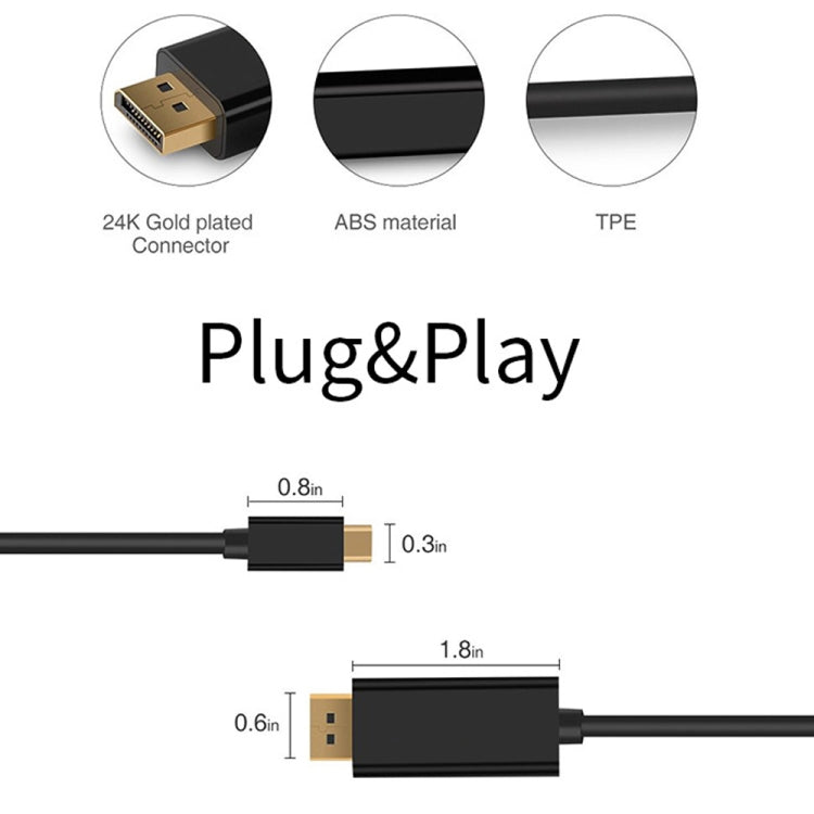 4K 60Hz Type-C to DP DisplayPort Connecting DP Adapter Cable, Cable Length: 1.8m - Computer & Networking by buy2fix | Online Shopping UK | buy2fix