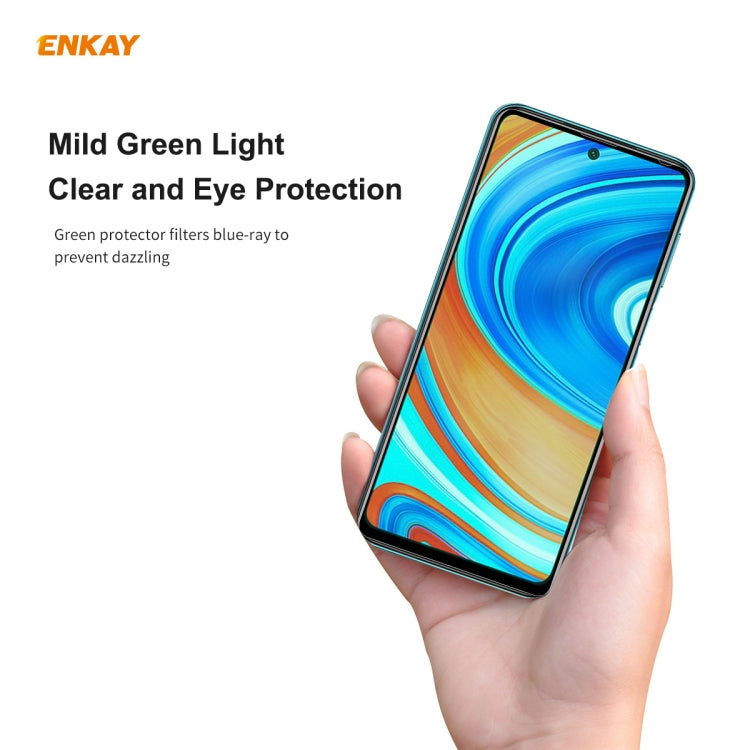 For Xiaomi Redmi Note 9S/Note 9 Pro 2 PCS ENKAY Hat-Prince 0.26mm 9H 6D Curved Full Screen Eye Protection Green Film Tempered Glass Protector - Xiaomi Accessories by ENKAY | Online Shopping UK | buy2fix