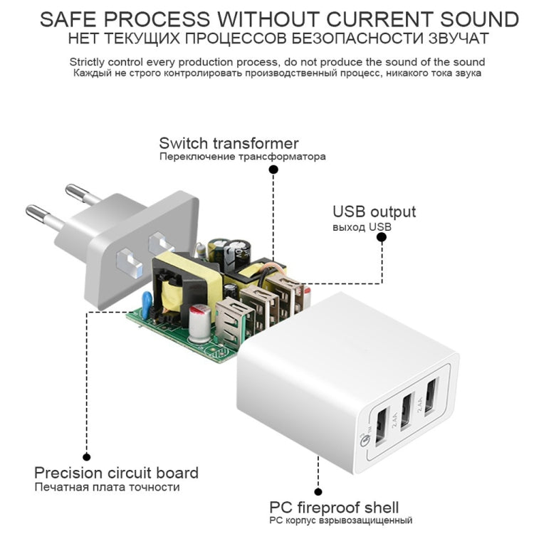 SDC-30W 2 in 1 USB to 8 Pin Data Cable + 30W QC 3.0 USB + 2.4A Dual USB 2.0 Ports Mobile Phone Tablet PC Universal Quick Charger Travel Charger Set, EU Plug - Apple Accessories by buy2fix | Online Shopping UK | buy2fix