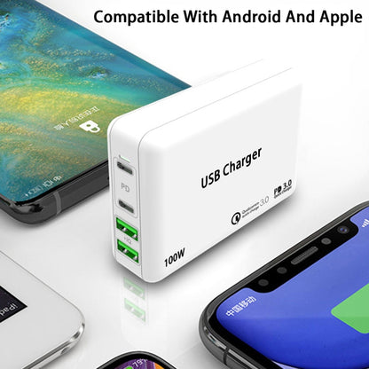 PD 65W Dual USB-C / Type-C + Dual USB 4-port Charger with Power Cable for Apple / Huawei / Samsung Laptop EU Plug - Mobile Accessories by buy2fix | Online Shopping UK | buy2fix