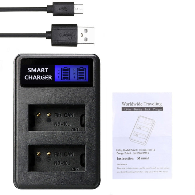 For Canon NB-10L Battery Smart LCD Display USB Dual-Channel Charger - Camera Accessories by buy2fix | Online Shopping UK | buy2fix