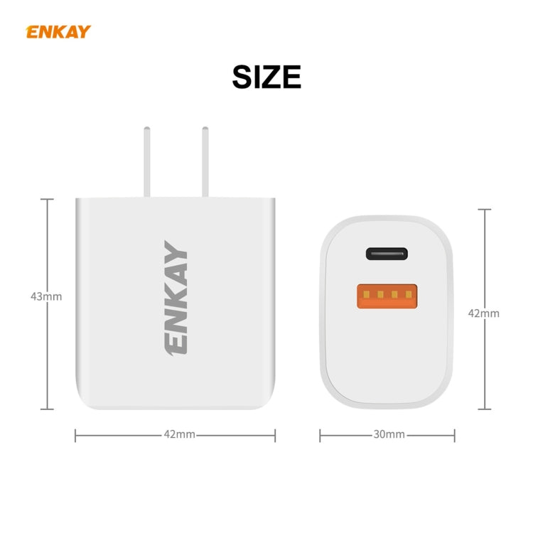 ENKAY Hat-Prince 20W PD Type-C + QC 3.0 USB Fast Charging Travel Charger Power Adapter with Fast Charge Data Cable, US Plug(With 8 Pin Cable) - Apple Accessories by ENKAY | Online Shopping UK | buy2fix