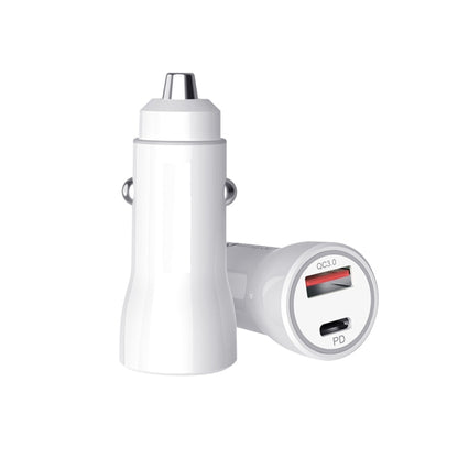 P21 Portable PD 20W + QC3.0 18W Dual Ports Fast Car Charger with USB to Type-C Cable Kit(White) - In Car by buy2fix | Online Shopping UK | buy2fix