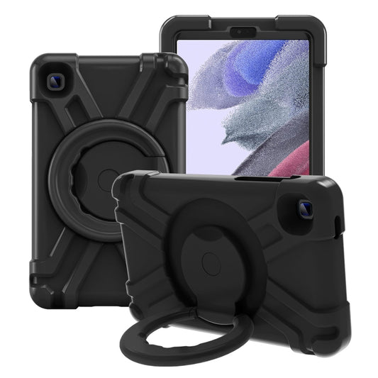 For Galaxy Tab A7 Lite T220/T225 PC + Silicone Shockproof Combination Case with 360 Degree Rotating Holder & Handle(Black+Black) - Tab A7 Lite T220 / T225 by buy2fix | Online Shopping UK | buy2fix