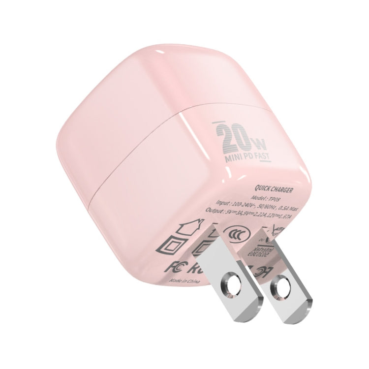 ENKAY APQ-011 Mini PD 20W USB-C / Type-C Port Fast Charger, US Plug(Pink) - Mobile Accessories by ENKAY | Online Shopping UK | buy2fix