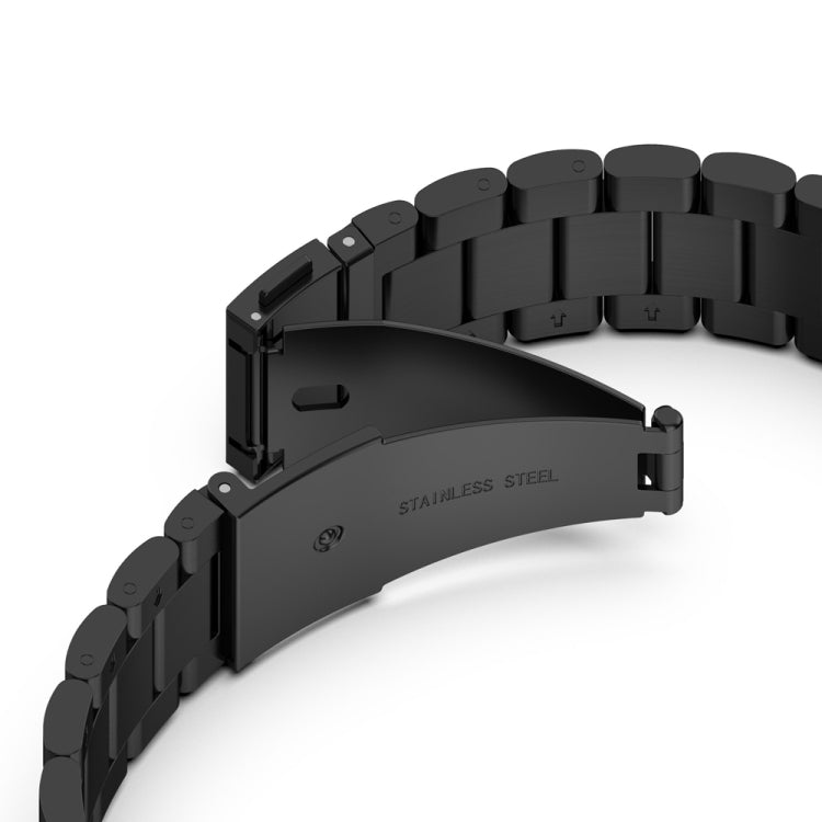 For Huawei Watch GT Runner / Watch GT 3 46mm Three Bead Stainless Steel Watch Band (Black) - Smart Wear by buy2fix | Online Shopping UK | buy2fix