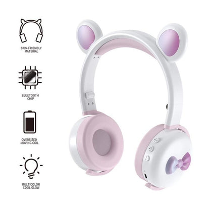 AEC BK7 Cute Bear Children Wireless Bluetooth Headset with LED Light(MoDiLan) - Headset & Headphone by AEC | Online Shopping UK | buy2fix