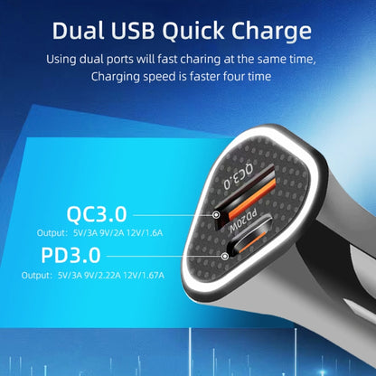 TE-P23 38W PD USB-C / Type-C + QC3. 0 USB Triangle Car Charger + USB-C / Type-C to USB-C / Type-C Data Cable, Length: 1m(White) - In Car by buy2fix | Online Shopping UK | buy2fix