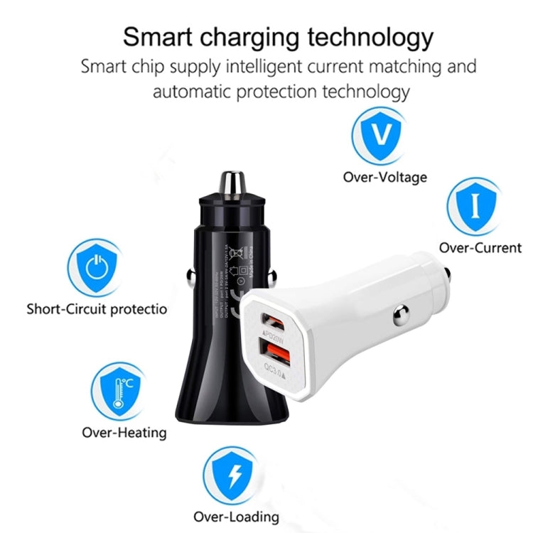 TE-P22 38W PD USB-C / Type-C + QC3. 0 USB Car Charger with 1m USB-C / Type-C to USB-C / Type-C Data Cable(Black) - In Car by buy2fix | Online Shopping UK | buy2fix