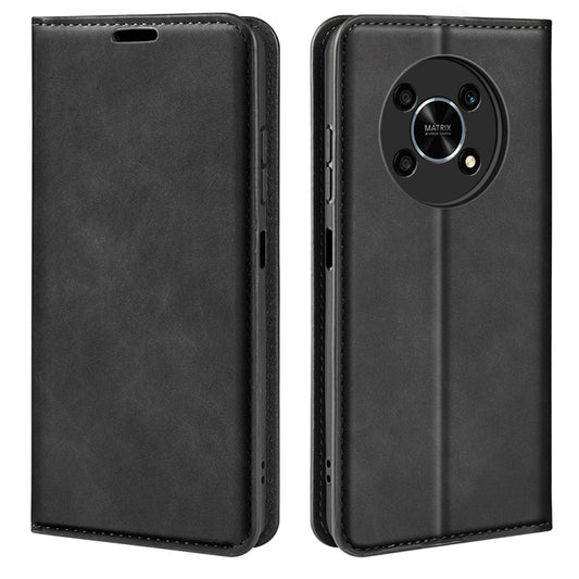 For Honor X30 / Magic 4 Lite Retro-skin Magnetic Suction Leather Phone Case(Black) - Honor Cases by buy2fix | Online Shopping UK | buy2fix