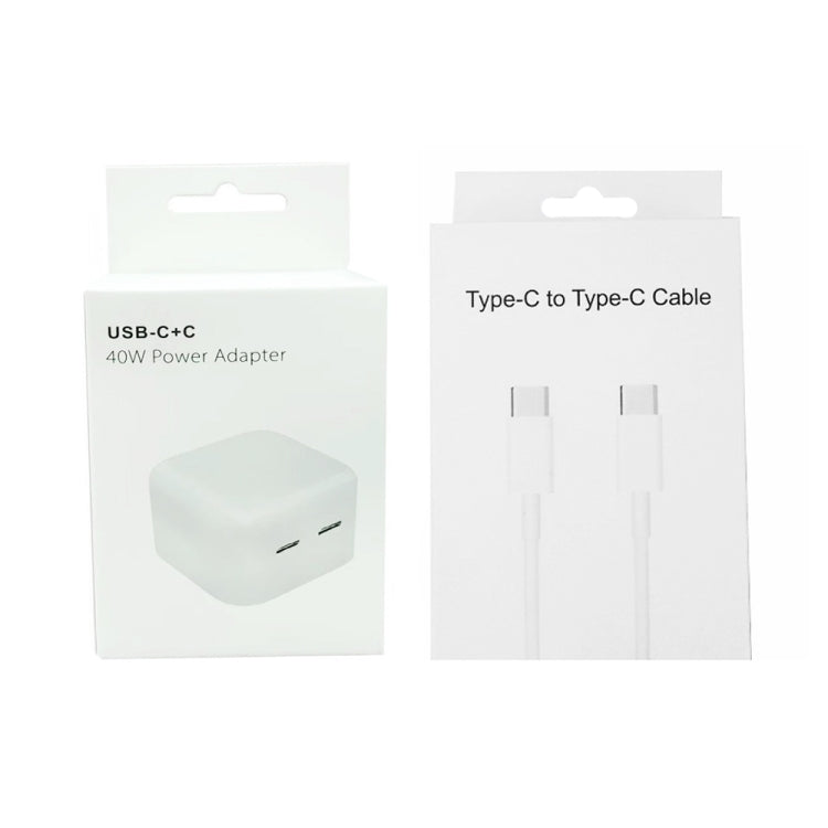 SDC-40W Dual PD USB-C / Type-C Ports Charger with 2m Type-C to Type-C Data Cable, UK Plug - Mobile Accessories by buy2fix | Online Shopping UK | buy2fix