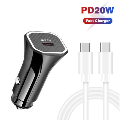 TE-P2 PD20W USB-C / Type-C Car Charger with Type-C to Type-C Data Cable(White) - Car Charger by buy2fix | Online Shopping UK | buy2fix