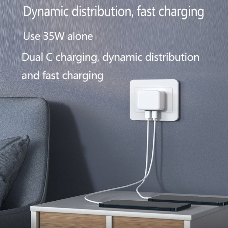 PD 35W Dual USB-C / Type-C Ports Charger with 1.5m Type-C to 8 Pin Data Cable, US Plug - Apple Accessories by buy2fix | Online Shopping UK | buy2fix