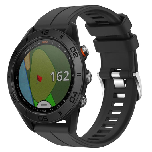 For Garmin Approach S60 22mm Solid Color Silicone Watch Band(Black) - Smart Wear by buy2fix | Online Shopping UK | buy2fix