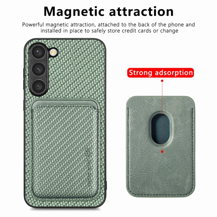 For Samsung Galaxy S23+ 5G Carbon Fiber Leather Card Magsafe Case(Green) - Galaxy S23+ 5G Cases by buy2fix | Online Shopping UK | buy2fix