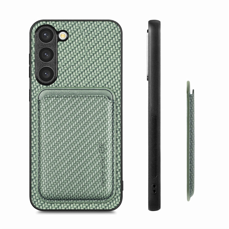 For Samsung Galaxy S23+ 5G Carbon Fiber Leather Card Magsafe Case(Green) - Galaxy S23+ 5G Cases by buy2fix | Online Shopping UK | buy2fix