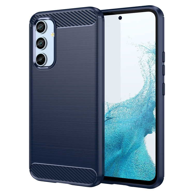 For Samsung Galaxy A54 5G Brushed Texture Carbon Fiber TPU Phone Case(Blue) - Galaxy Phone Cases by buy2fix | Online Shopping UK | buy2fix