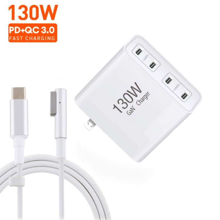 GaN 130W 4-Port USB-C PD65W / PD30W Multi Port Type-C Charger with  1.8m Type-C to MagSafe 1 / L Header Data Cable US / EU / UK / AU Plug - Cable & Adapter by buy2fix | Online Shopping UK | buy2fix