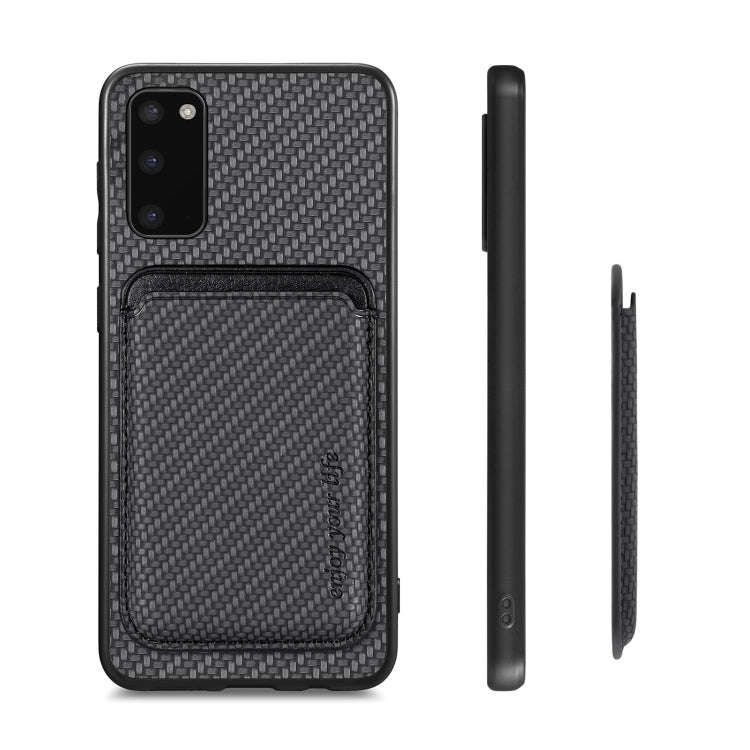 For Samsung Galaxy S20 Carbon Fiber Leather Card Magsafe Magnetic Phone Case(Black) - Galaxy Phone Cases by buy2fix | Online Shopping UK | buy2fix