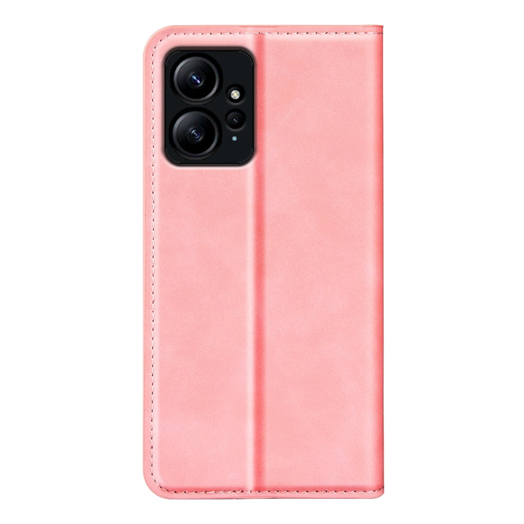 For Xiaomi Redmi Note 12 4G Global Retro-skin Magnetic Suction Leather Phone Case(Pink) - Note 12 Cases by buy2fix | Online Shopping UK | buy2fix