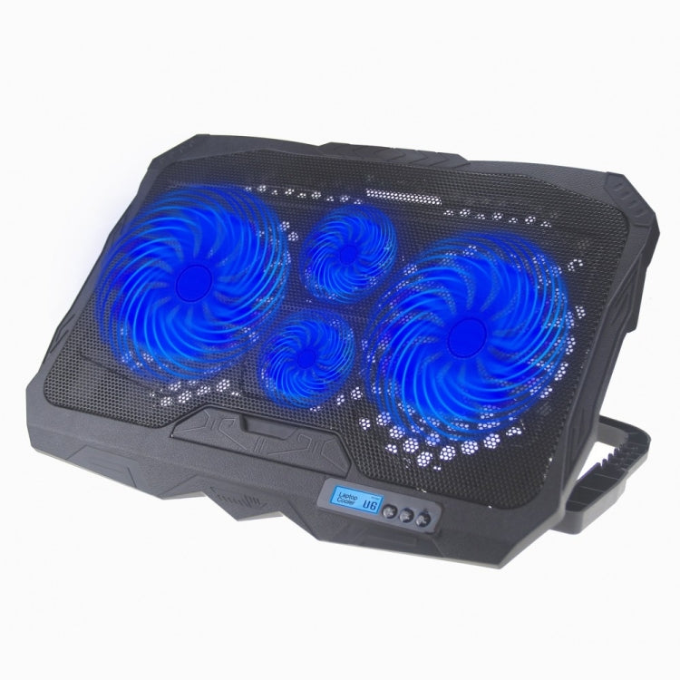 S18 Aluminum Four Fans Gaming Laptop Cooling Pad Foldable Holder with Wind Speed Display(Blue) - Cooling Pads by buy2fix | Online Shopping UK | buy2fix