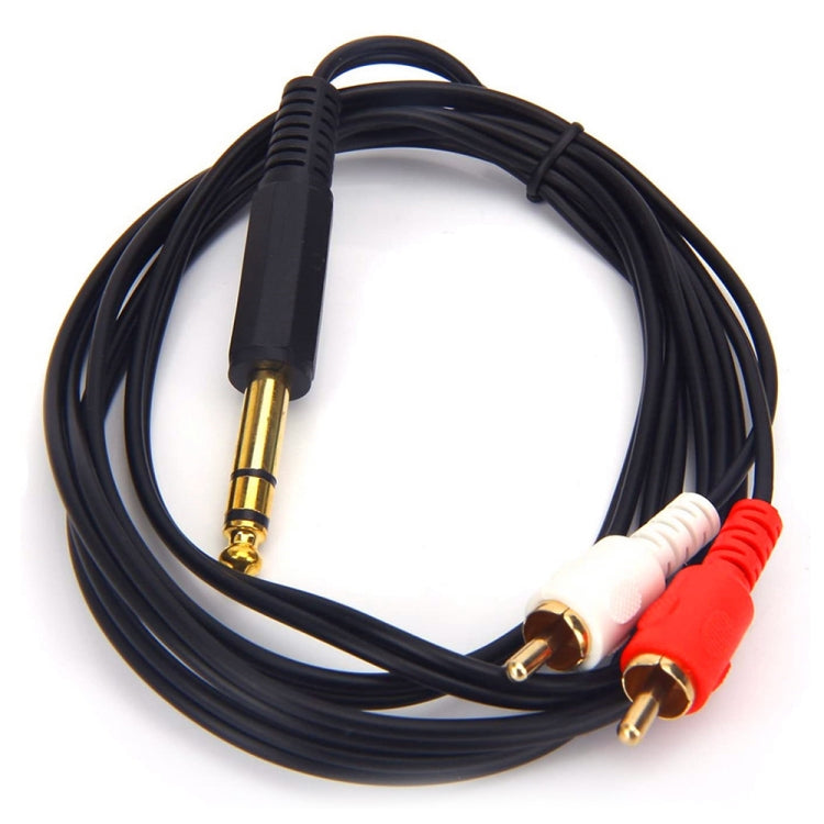 JUNSUNMAY 6.35mm Male TRS Stereo Plug to 2 RCA Phono Male Audio Cable Connector, Length:0.2m - RCA Cable by JUNSUNMAY | Online Shopping UK | buy2fix