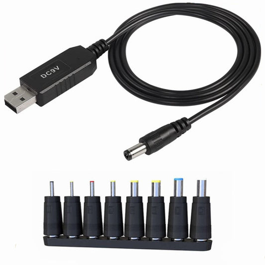 USB 5V to DC 9V 5.5mm x 2.5mm Converter Step Up Voltage Converter Power Cable with 8 Connectors - AC Adapers by buy2fix | Online Shopping UK | buy2fix