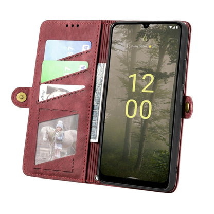 For Nokia C31 Geometric Zipper Wallet Side Buckle Leather Phone Case(Red) - Nokia Cases by buy2fix | Online Shopping UK | buy2fix