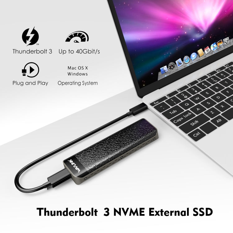 Wavlink UTE02 Thunderbolt 3 NVME M.2 Solid State Leather Metal SSD External Hard Drive Box - HDD Enclosure by buy2fix | Online Shopping UK | buy2fix