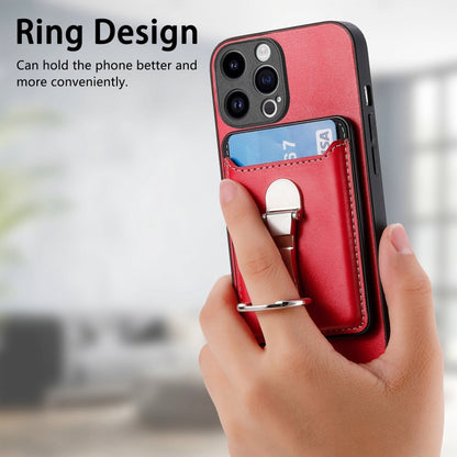 For iPhone 15 Pro Max Skin Feel Ring Holder Wallet Magnetic Phone Case(Red) - iPhone 15 Pro Max Cases by buy2fix | Online Shopping UK | buy2fix