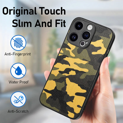 For iPhone 15 Pro Max Retro Camouflage Leather Back Phone Case(Yellow) - iPhone 15 Pro Max Cases by buy2fix | Online Shopping UK | buy2fix