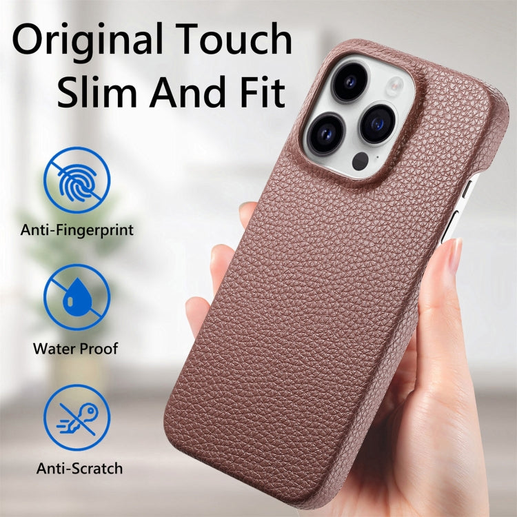 For iPhone 15 Pro Max Litchi Oil Edge Leather Back Phone Case(Jujube Apricot) - iPhone 15 Pro Max Cases by buy2fix | Online Shopping UK | buy2fix