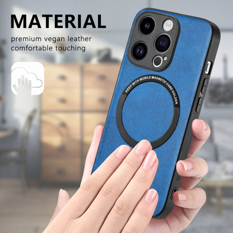 For iPhone 15 Pro Max Solid Color Leather Skin Back Phone Case(Blue) - iPhone 15 Pro Max Cases by buy2fix | Online Shopping UK | buy2fix