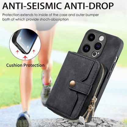 For iPhone 15 Pro Max Crossbody Multi-function Zipper Wallet Phone Case(Black) - iPhone 15 Pro Max Cases by buy2fix | Online Shopping UK | buy2fix