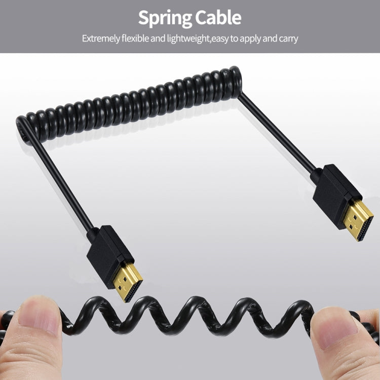 JUNSUNMAY 4K 60Hz HDMI Male to Male HDMI 2.0V Elbow Head Spring Cable, Length:1.2m(Down) - Cable by JUNSUNMAY | Online Shopping UK | buy2fix