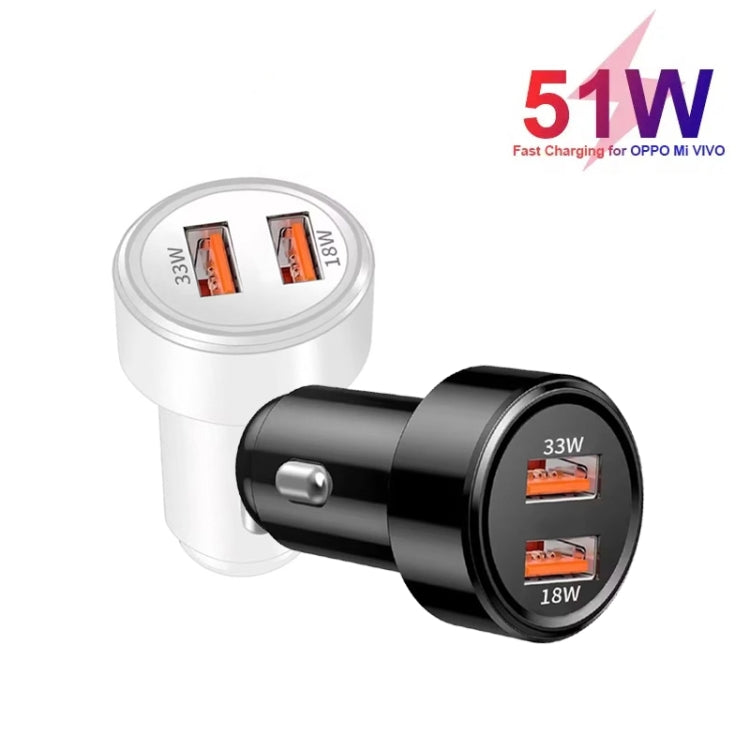 51W Dual Port QC3.0 USB 33W + 18W Fully Compatible Car Charger(White) - Car Charger by buy2fix | Online Shopping UK | buy2fix