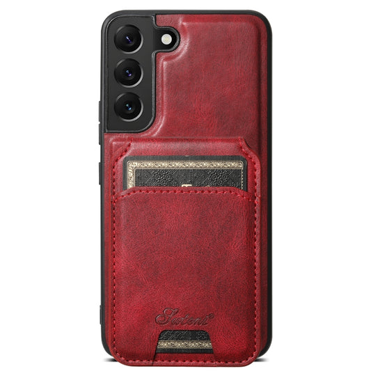 For Samsung Galaxy S22+ 5G Suteni H15 MagSafe Oil Eax Leather Detachable Wallet Back Phone Case(Red) - Galaxy S22 5G Cases by Suteni | Online Shopping UK | buy2fix