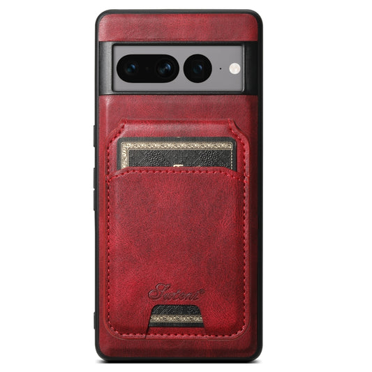 For Google Pixel 8a Suteni H15 Oil Eax Leather MagSafe Detachable Wallet Back Phone Case(Red) - Google Cases by Suteni | Online Shopping UK | buy2fix