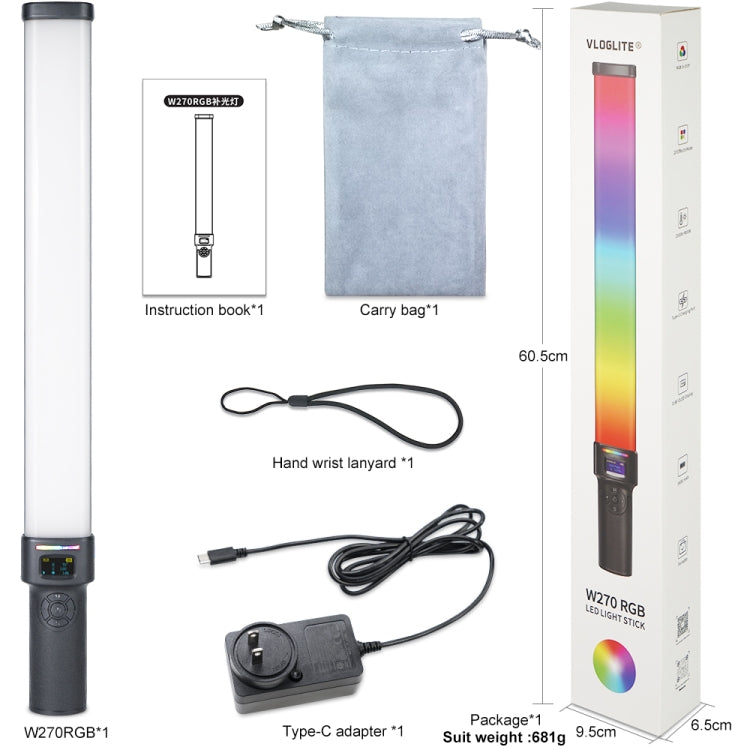 VLOGLITE W270RGB Live Streaming E-Sports Handheld Fill Light LED Studio Light(US Plug) -  by VLOGLITE | Online Shopping UK | buy2fix