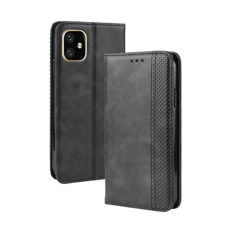 For iPhone 11 Magnetic Buckle Retro Crazy Horse Texture Horizontal Flip Leather Case , with Holder & Card Slots & Photo Frame(Black) - iPhone 11 Cases by buy2fix | Online Shopping UK | buy2fix