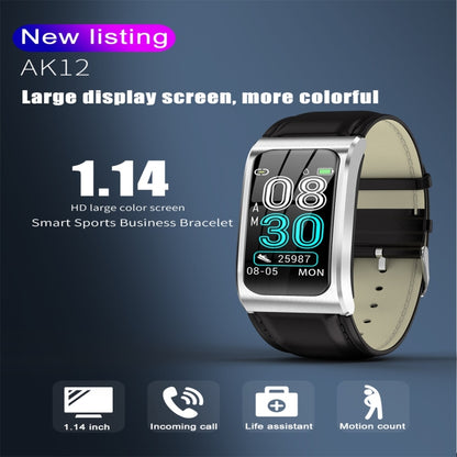 AK12 1.14 inch IPS Color Screen Smart Watch IP68 Waterproof,Metal Watchband,Support Call Reminder /Heart Rate Monitoring/Blood Pressure Monitoring/Sleep Monitoring/Predict Menstrual Cycle Intelligently(Silver) - Smart Wear by buy2fix | Online Shopping UK | buy2fix