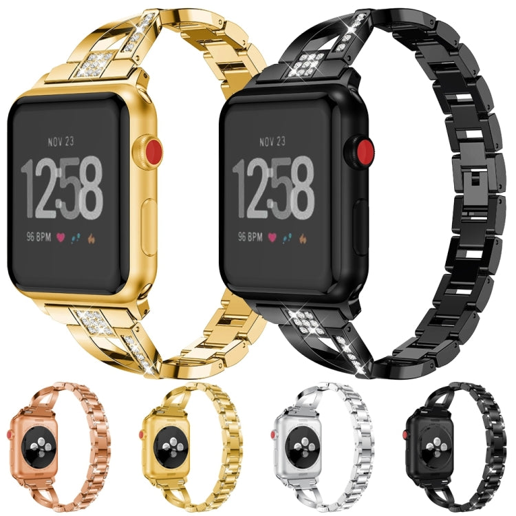 For Fitbit Versa / Fitbit Versa 2 / Fitbit Versa Lite Edition Universal X-shaped Metal Strap(Rose Gold) - Watch Bands by buy2fix | Online Shopping UK | buy2fix