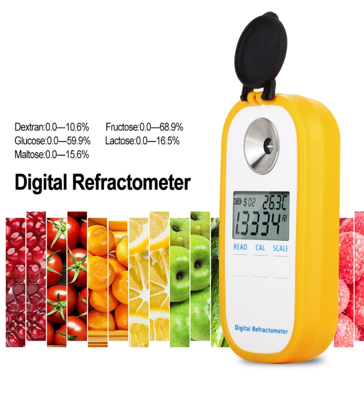 DR103 Digital Refractometer LCD Display Brxi Fruit Juice Sugar Meter Refractometer For Dextran Fructose Glucose Lactose Maltose - Consumer Electronics by buy2fix | Online Shopping UK | buy2fix