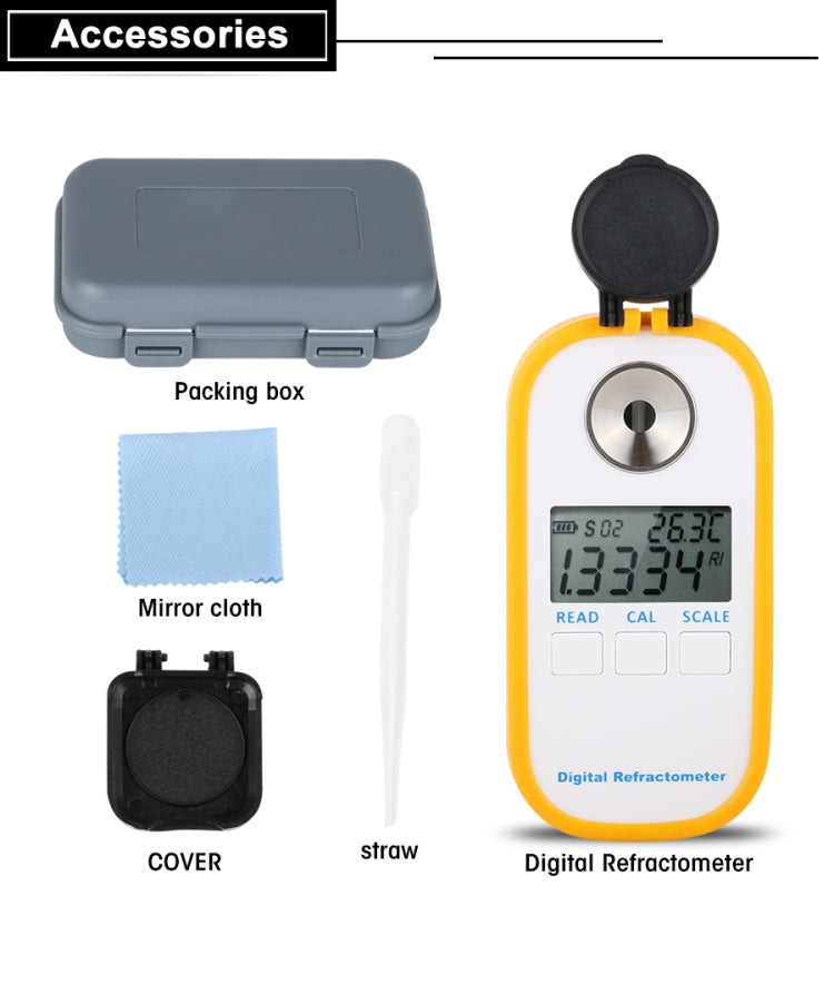 DR103 Digital Refractometer LCD Display Brxi Fruit Juice Sugar Meter Refractometer For Dextran Fructose Glucose Lactose Maltose - Consumer Electronics by buy2fix | Online Shopping UK | buy2fix