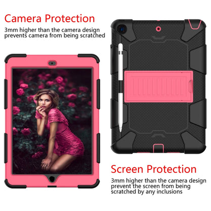 For iPad 10.2 Shockproof Two-Color Silicone Protection Case with Holder & Pen Slot(Black+Hot Pink) - iPad 10.2 Cases by buy2fix | Online Shopping UK | buy2fix