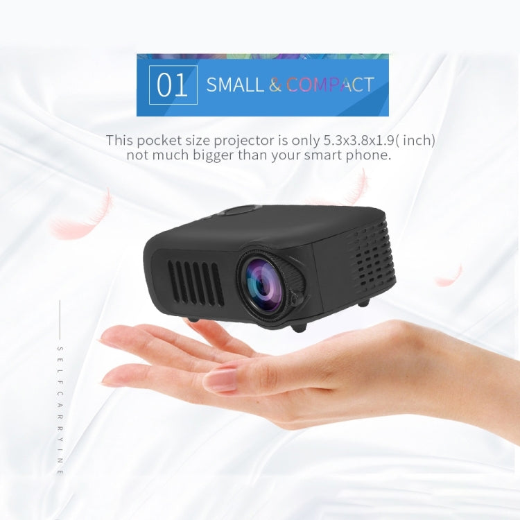 A2000 Portable Projector 800 Lumen LCD Home Theater Video Projector, Support 1080P, US Plug (Black) - Consumer Electronics by buy2fix | Online Shopping UK | buy2fix