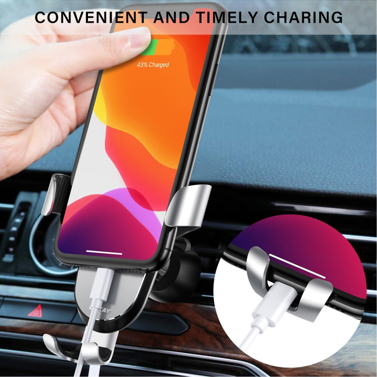 ENKAY ENK-CM101 Automatic Induction Gravity Car Mount Rotation Car Air Vent Mount Phone Holder(Silver) - Car Holders by ENKAY | Online Shopping UK | buy2fix